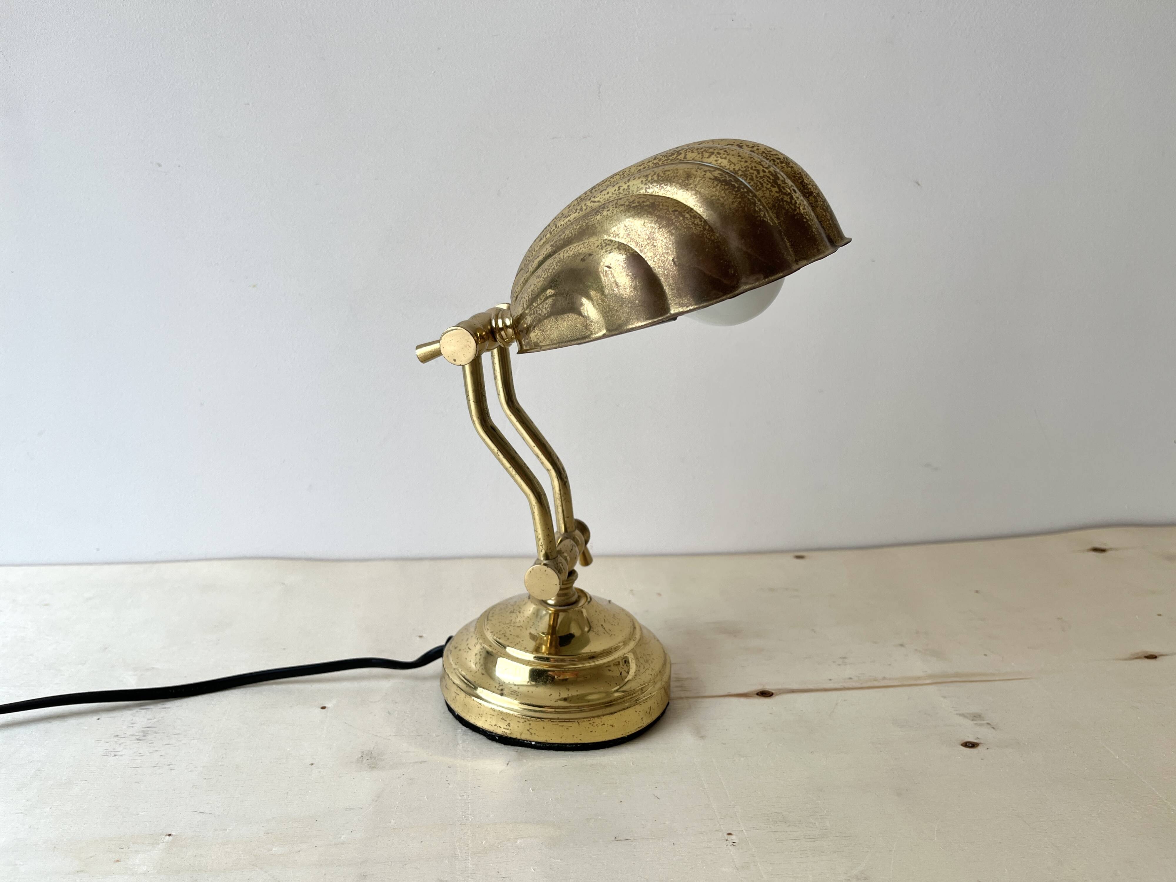 1950s brass "shell" desk lamp, vintage lighting