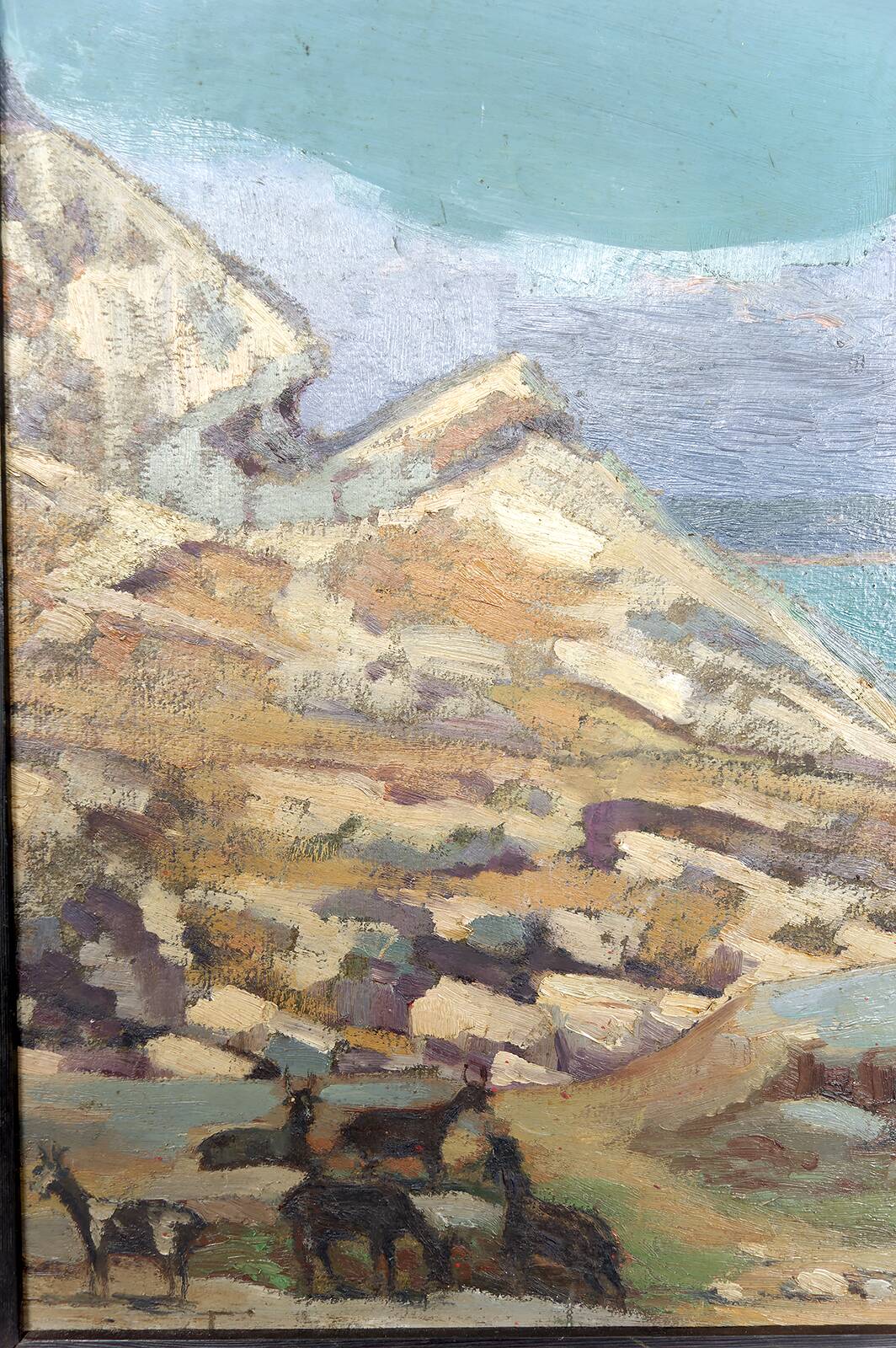 Painting, Oil on panel, "Mediterranean Coastal Town", France, 1930