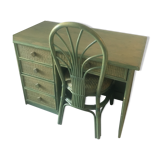 Rattan desk and chair