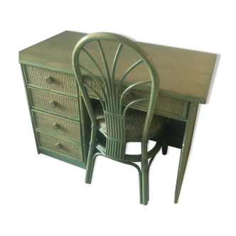 Rattan desk and chair
