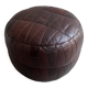 Vintage dark brown patchwork ottoman / poof