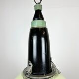 Industrial soviet light green enamel pendant lamp, 1960s