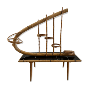 Table basse porte plante - rotin