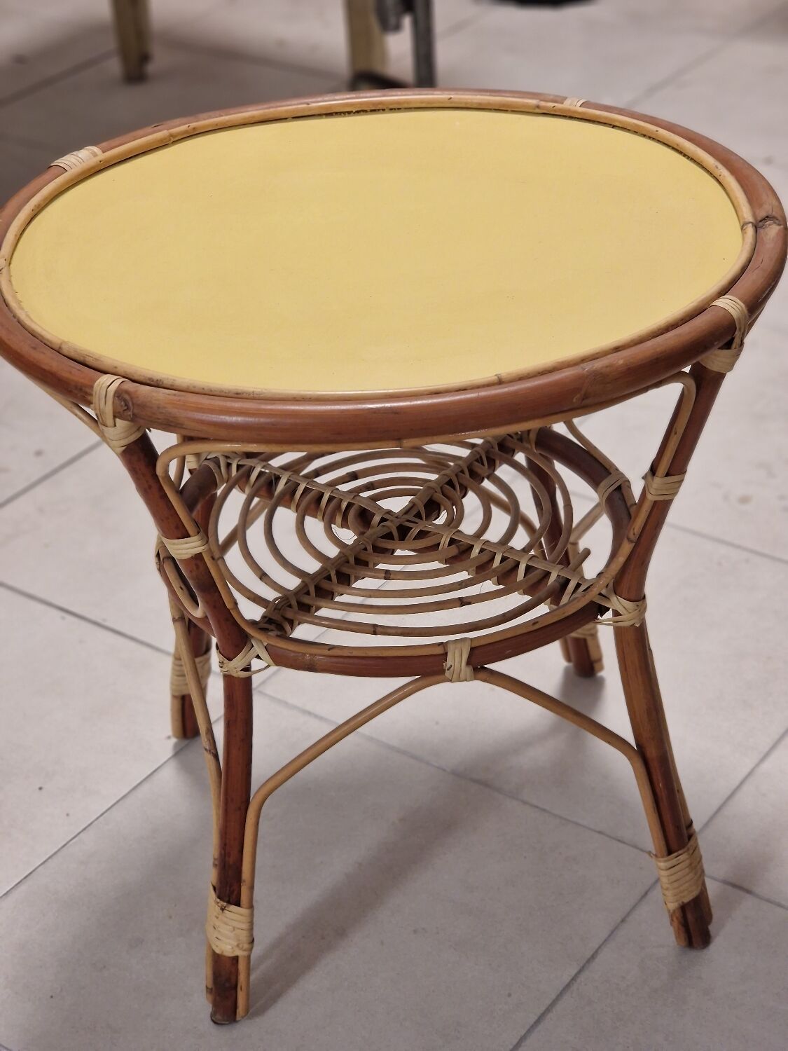 Vintage rattan side table