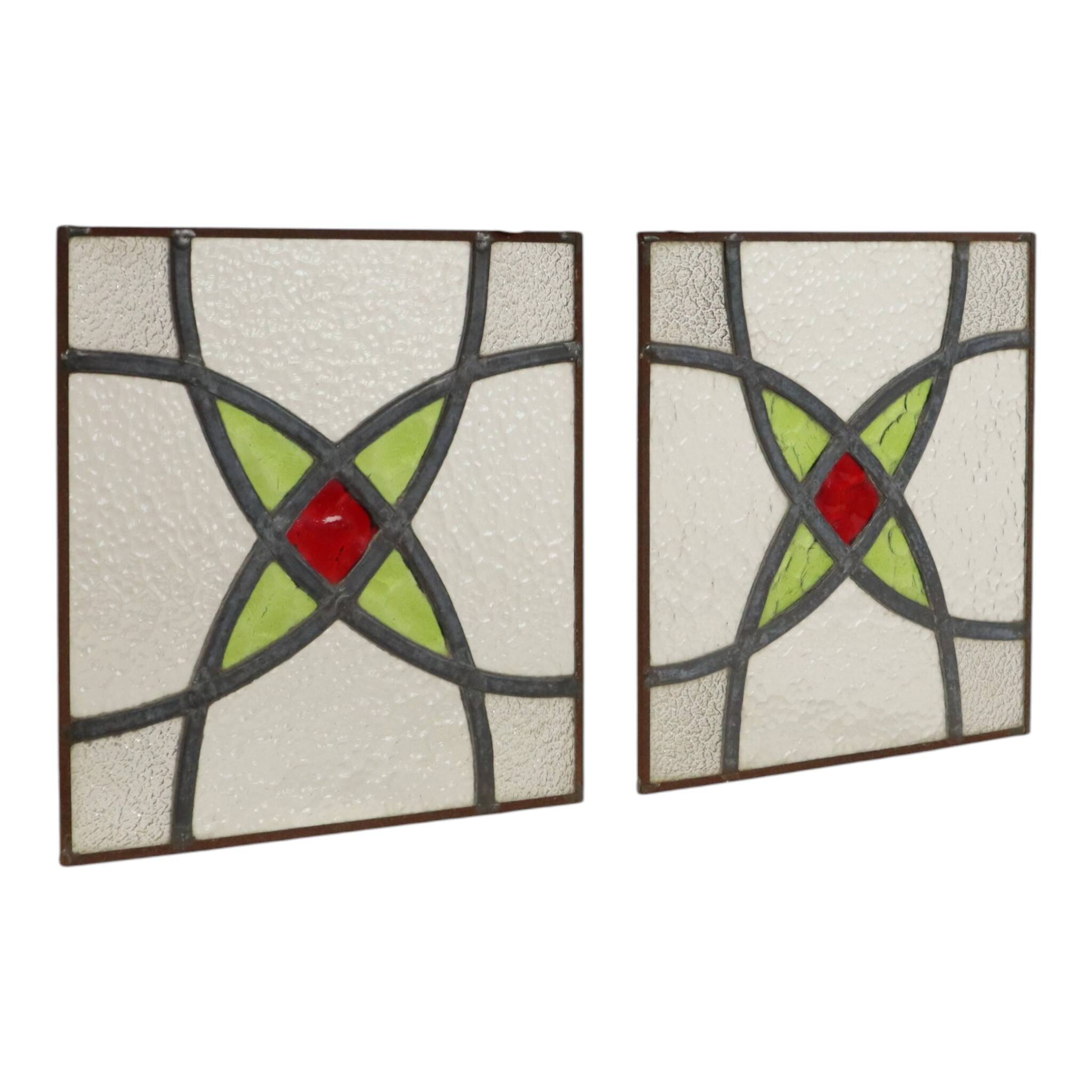 Art Deco Geometric Stained Glass Window 25x25cm