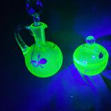 Carafe and sugar bowl in ouraline, Legras/Baccarat