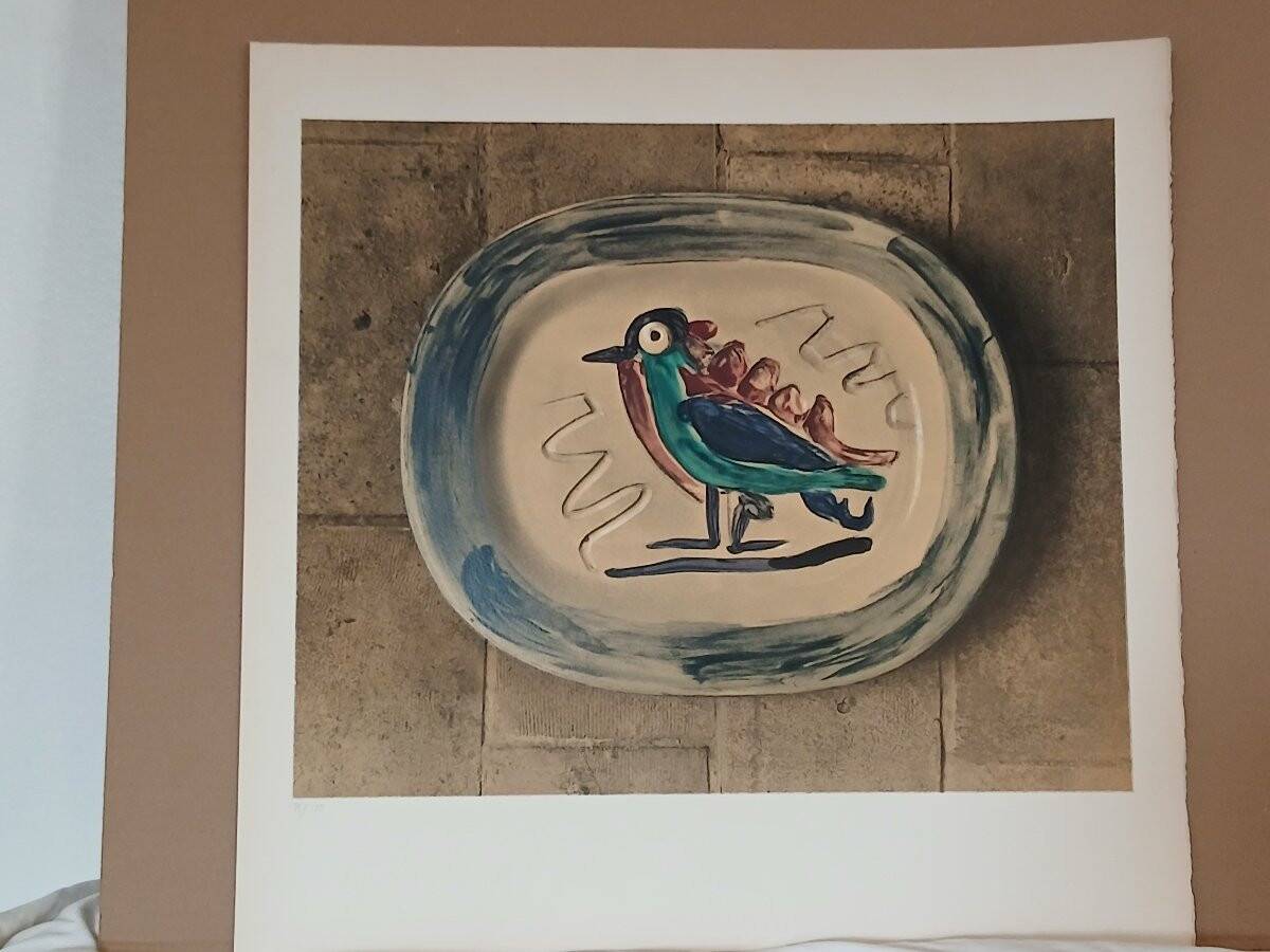 Pablo Picasso - Lithograph 86/100 Madoura ceramic, colorful bird 1967