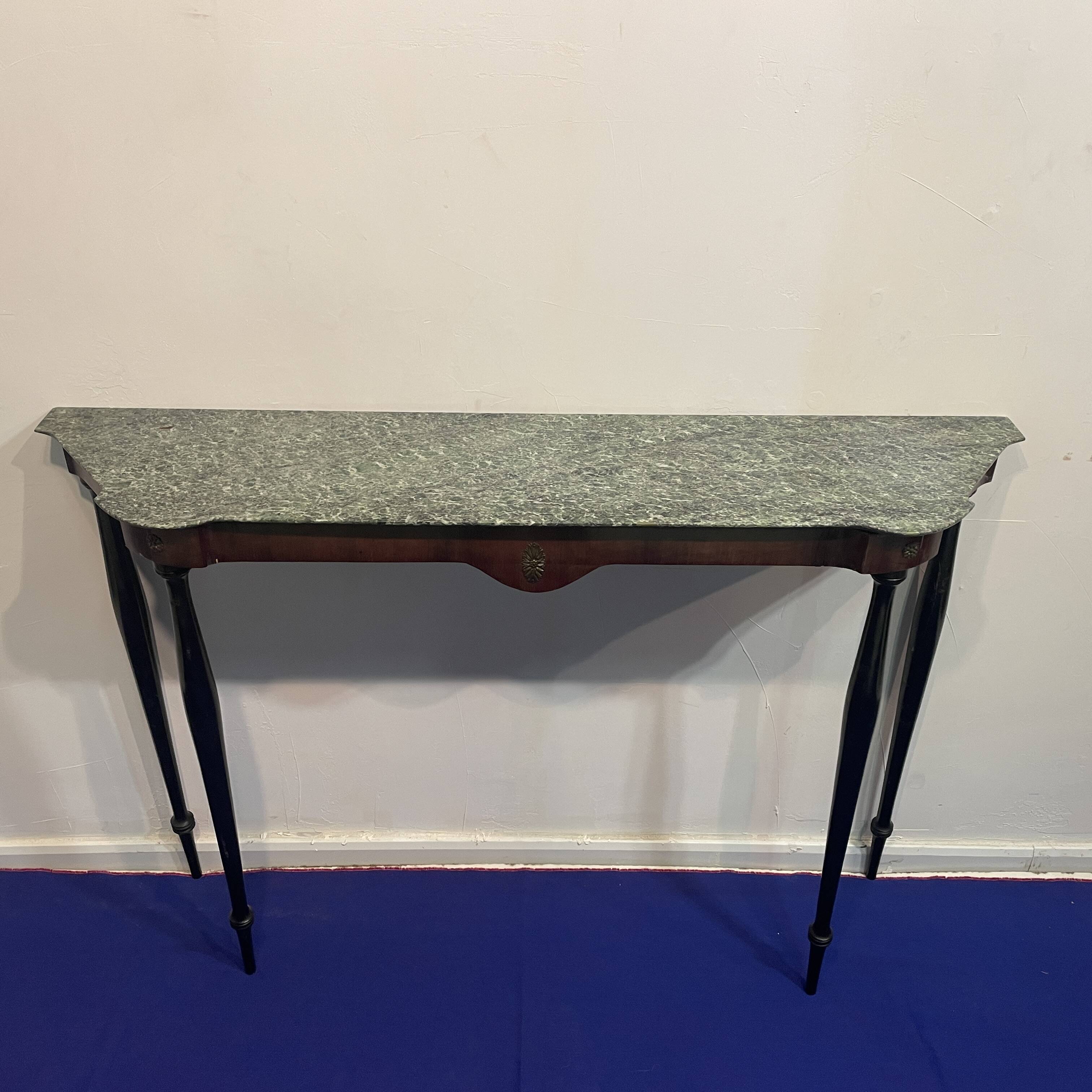 Elegant marble and rosewood console table, Italy, 1950s