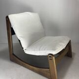 Brutalist lounge low relax chair in bouclé by Carl Straub, 1970s