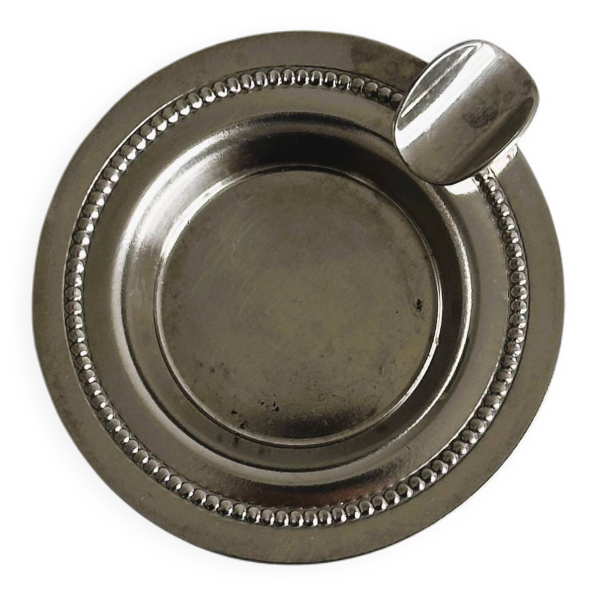 Small ashtray in shiny silver metal