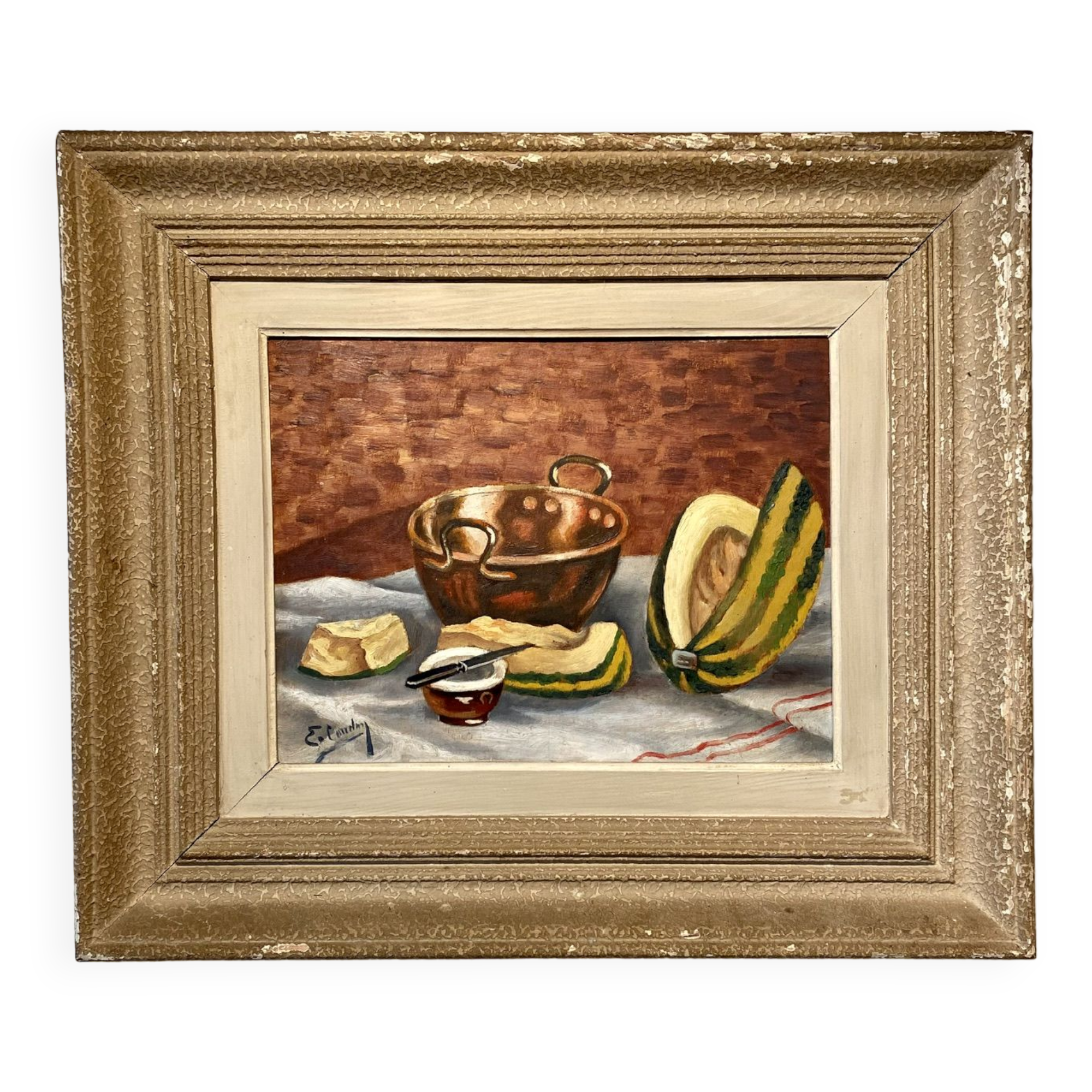 Painting Still Life with Watermelon Mid XX Century