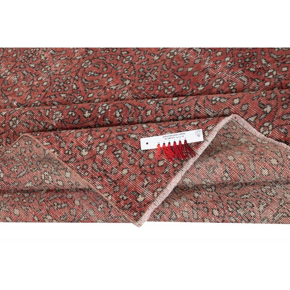Hand-knotted Vintage Turkish Red Wool Area Rug with Floral Design for Home and Office Decor