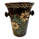 Antique white wine cooler in glazed ceramic – flora decoration
