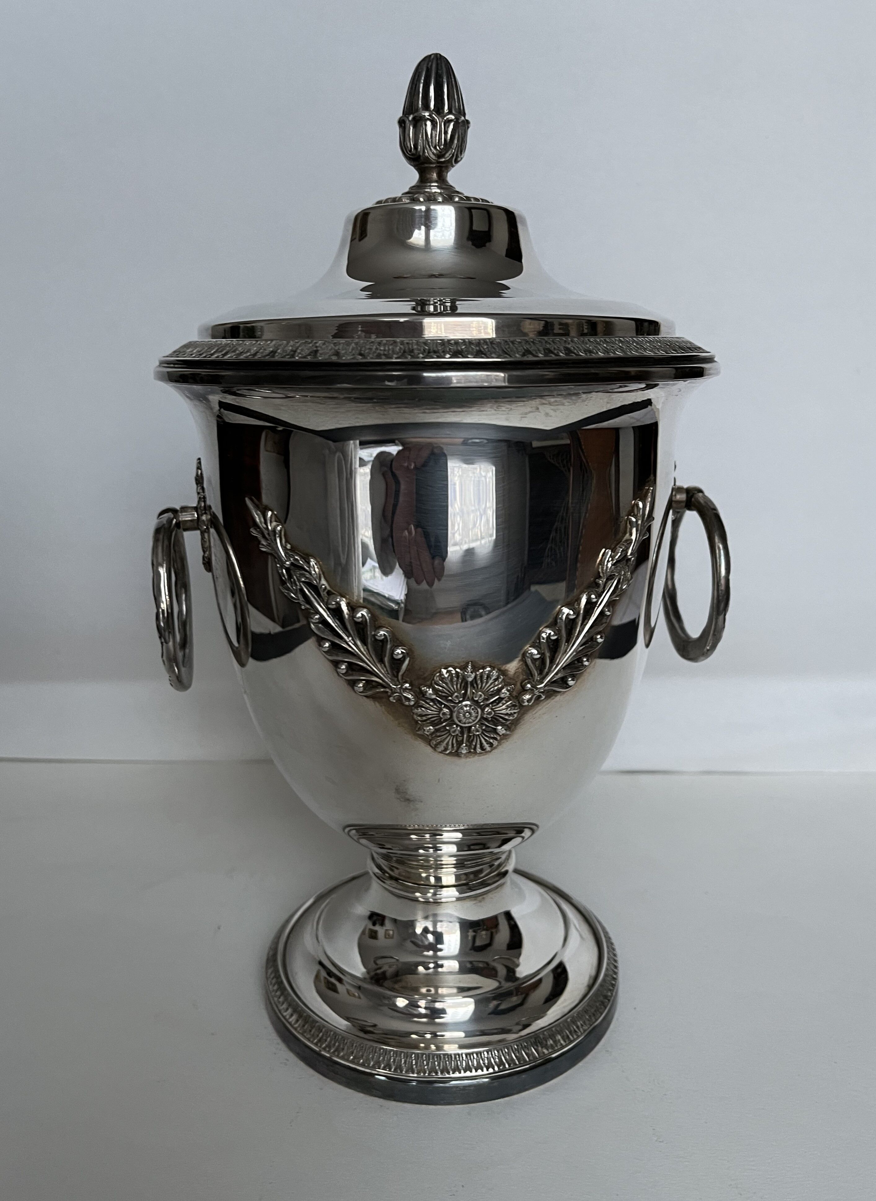 Silver metal ice bucket