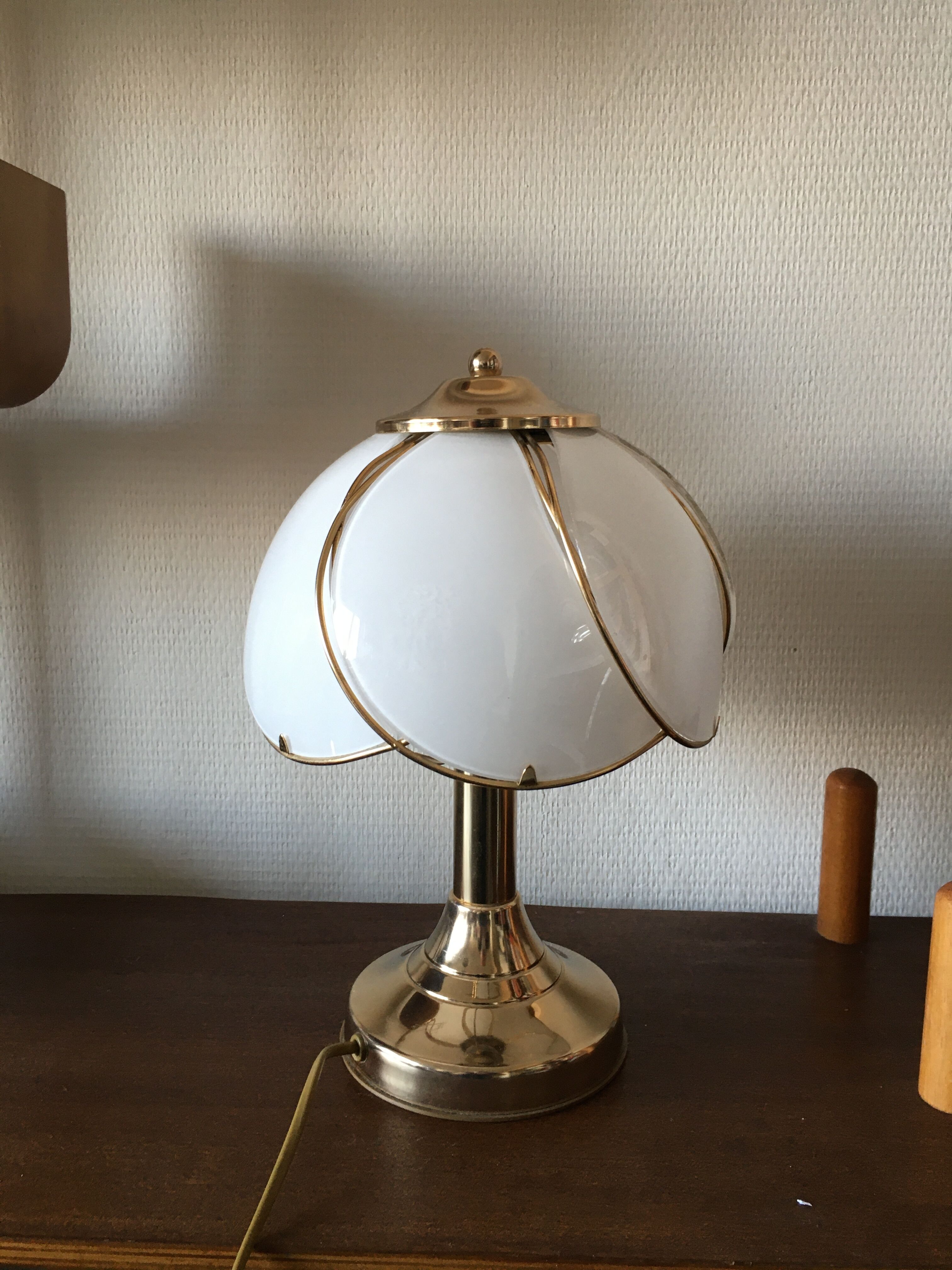 Vintage regency brass and glass table lamp, 1970s