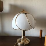Vintage regency brass and glass table lamp, 1970s