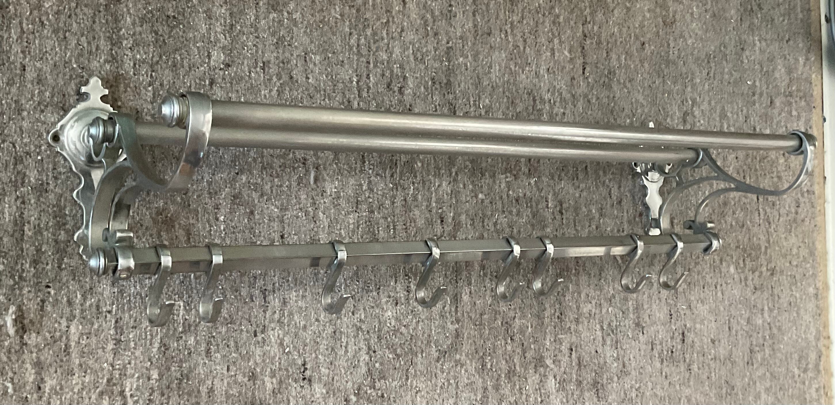 Art deco aluminum wardrobe coat rack with hat holder