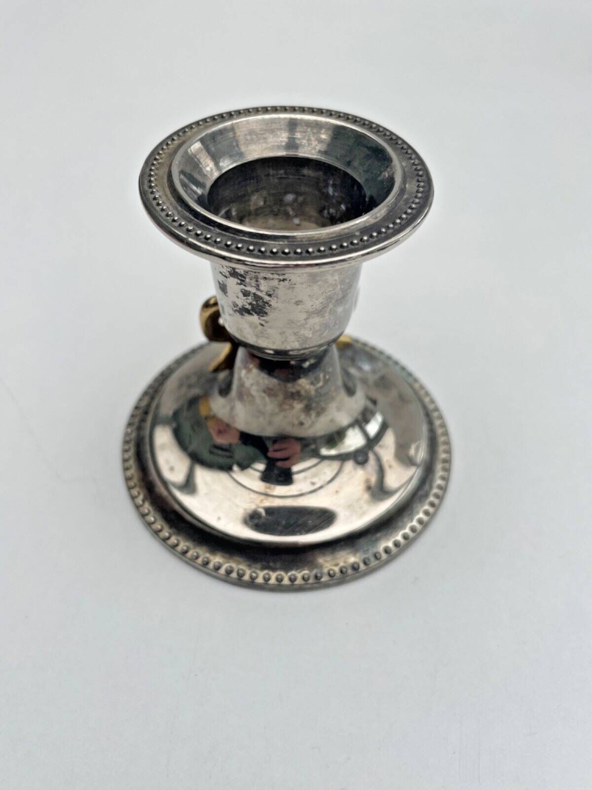 Set of 4 silver metal candle holders with gold bow - classic chic style