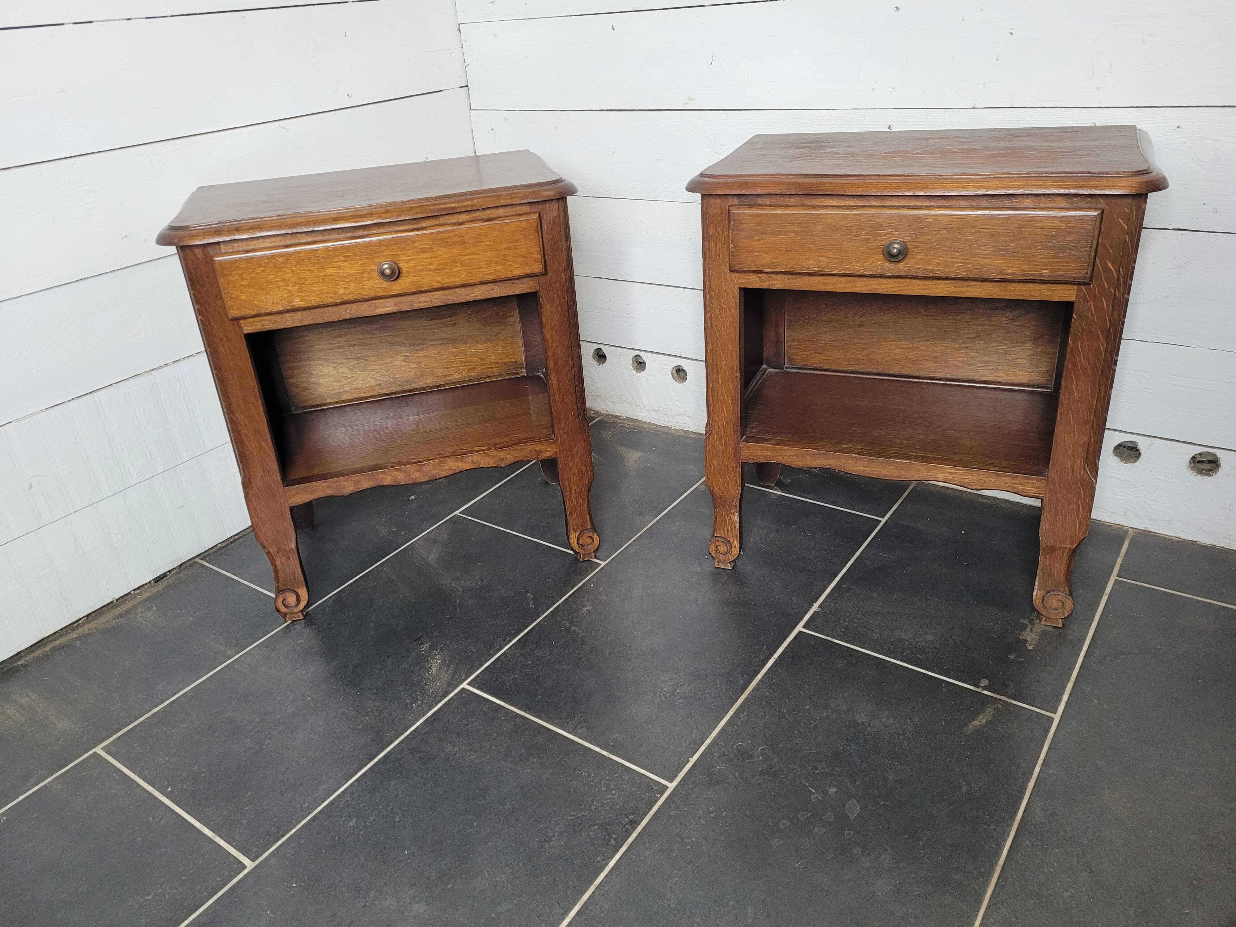 Pair of oak bedside tables