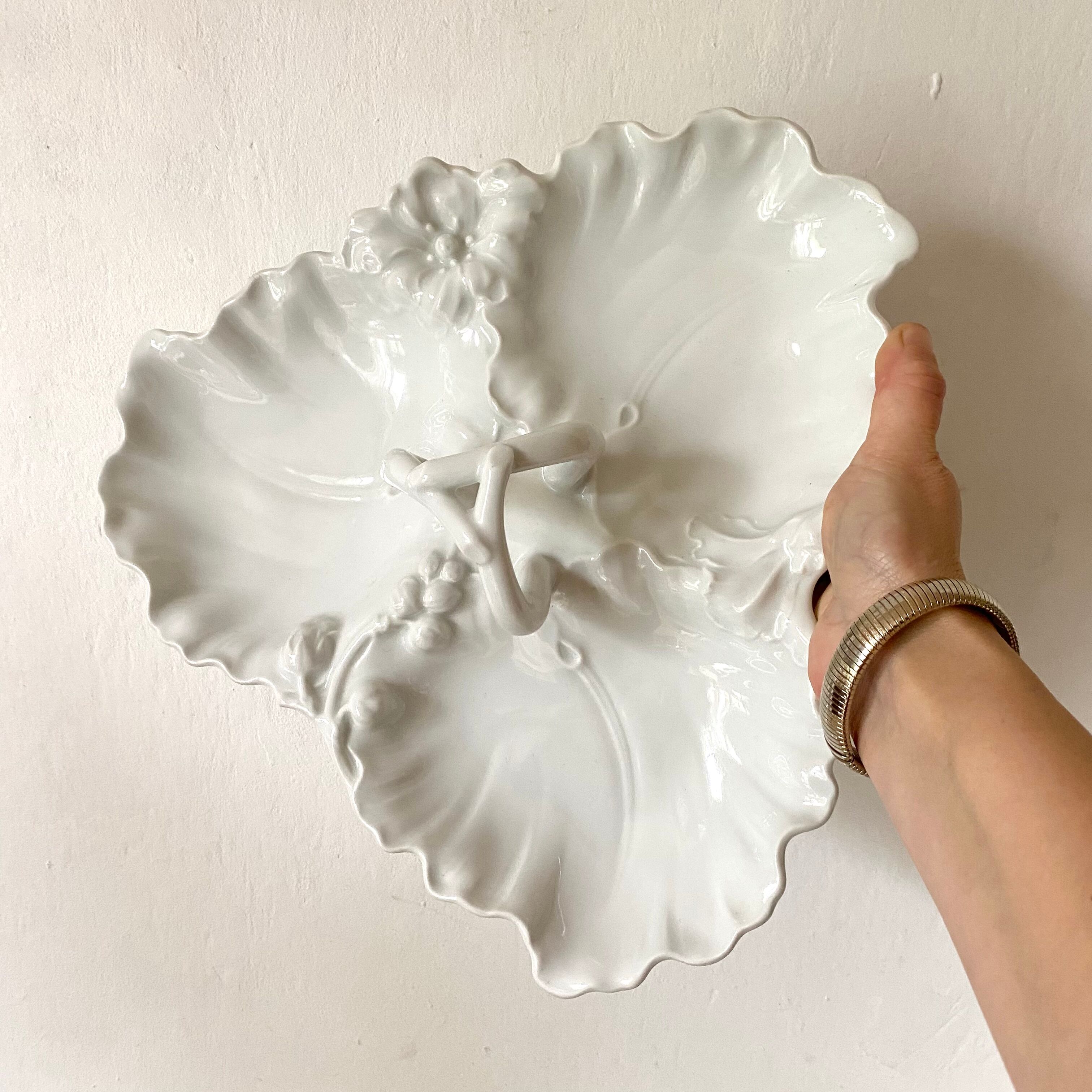 3-compartment limoges porcelain dish