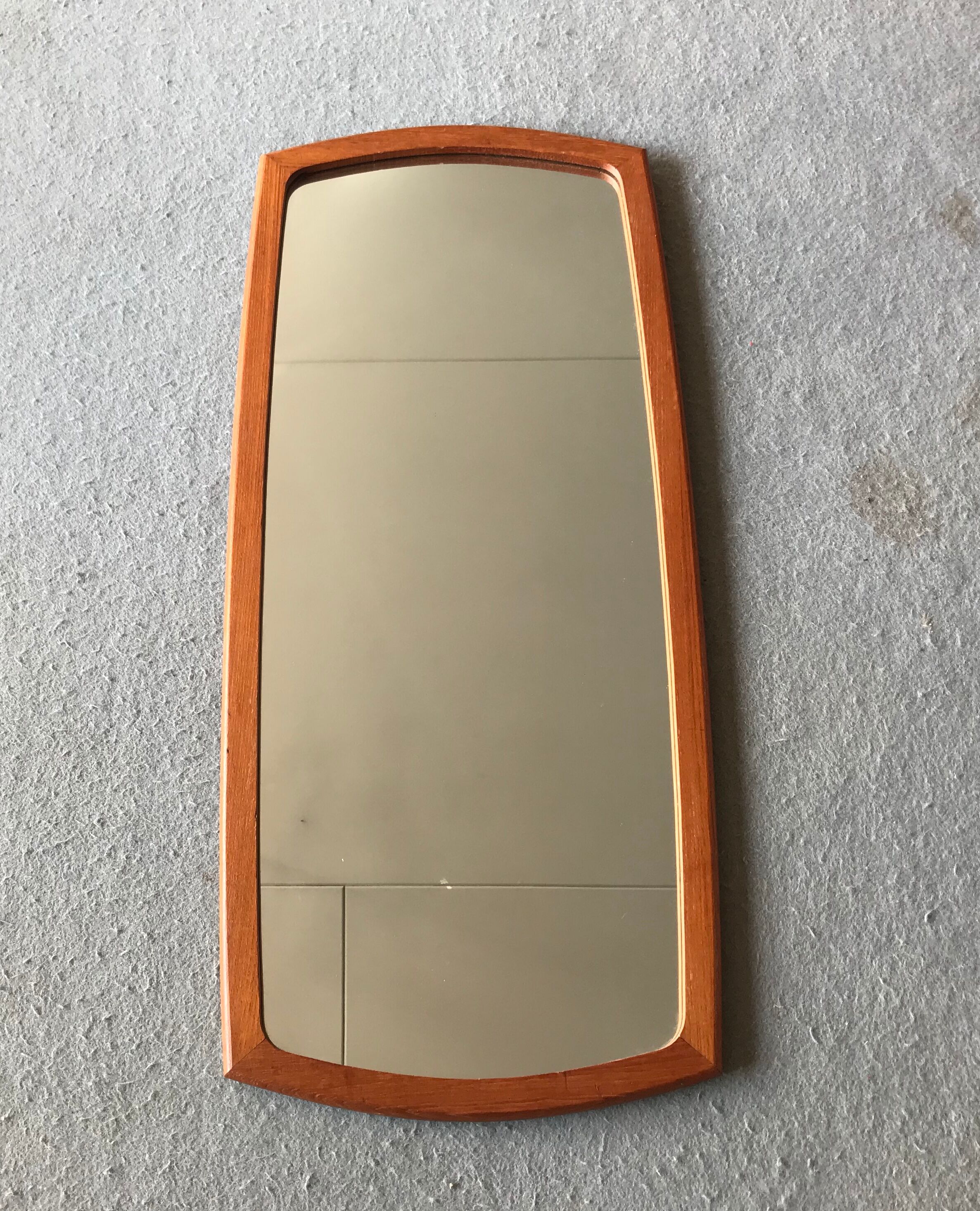 Rounded mirror teak 1950 - 79x35cm