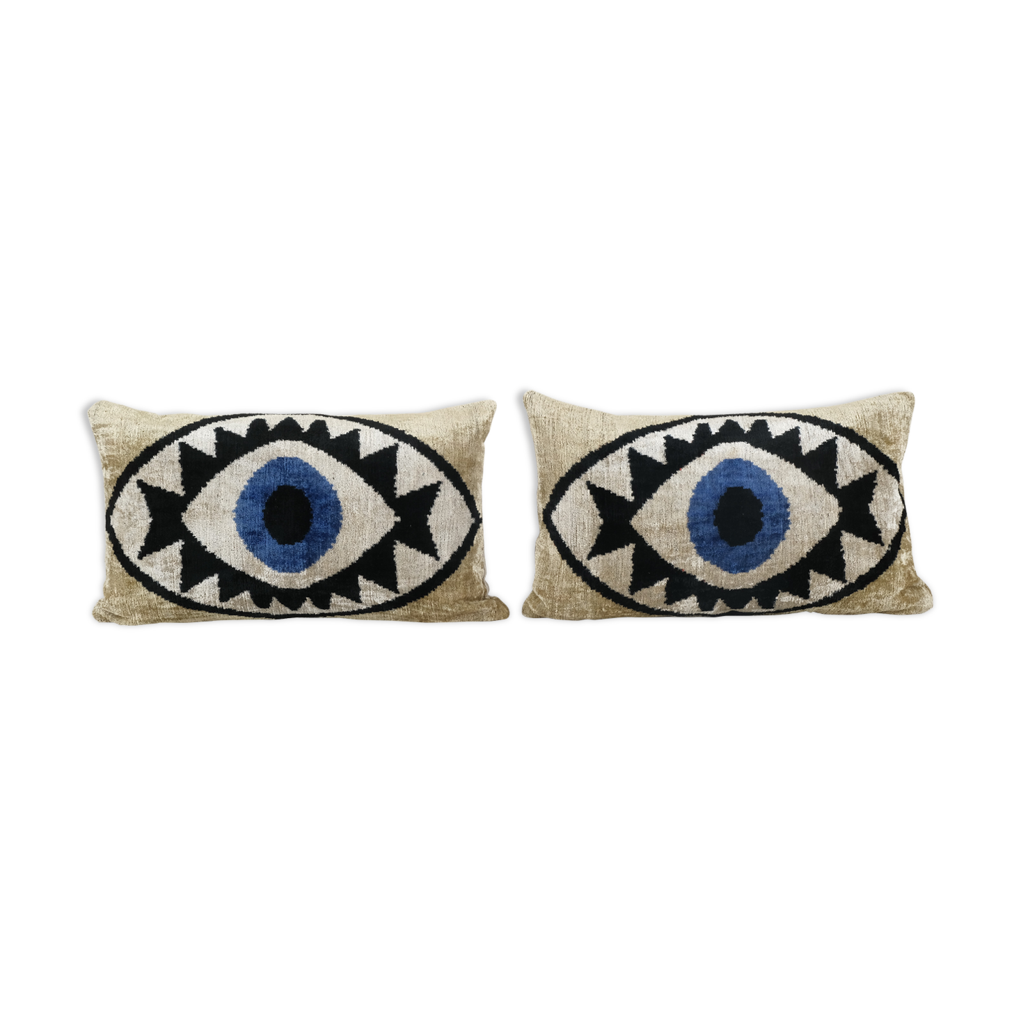 Set of two silk ikat eye velvet pillow cover