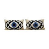 Set of two silk ikat eye velvet pillow cover