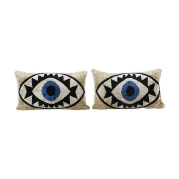 Set of two silk ikat eye velvet pillow cover