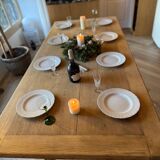 Solid wood farmhouse table with 2 extensions