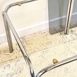 1970s coffee table glass and chrome steel