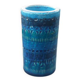 Ceramic vase Bitossi Aldo Londi blue Rimini series 1970s