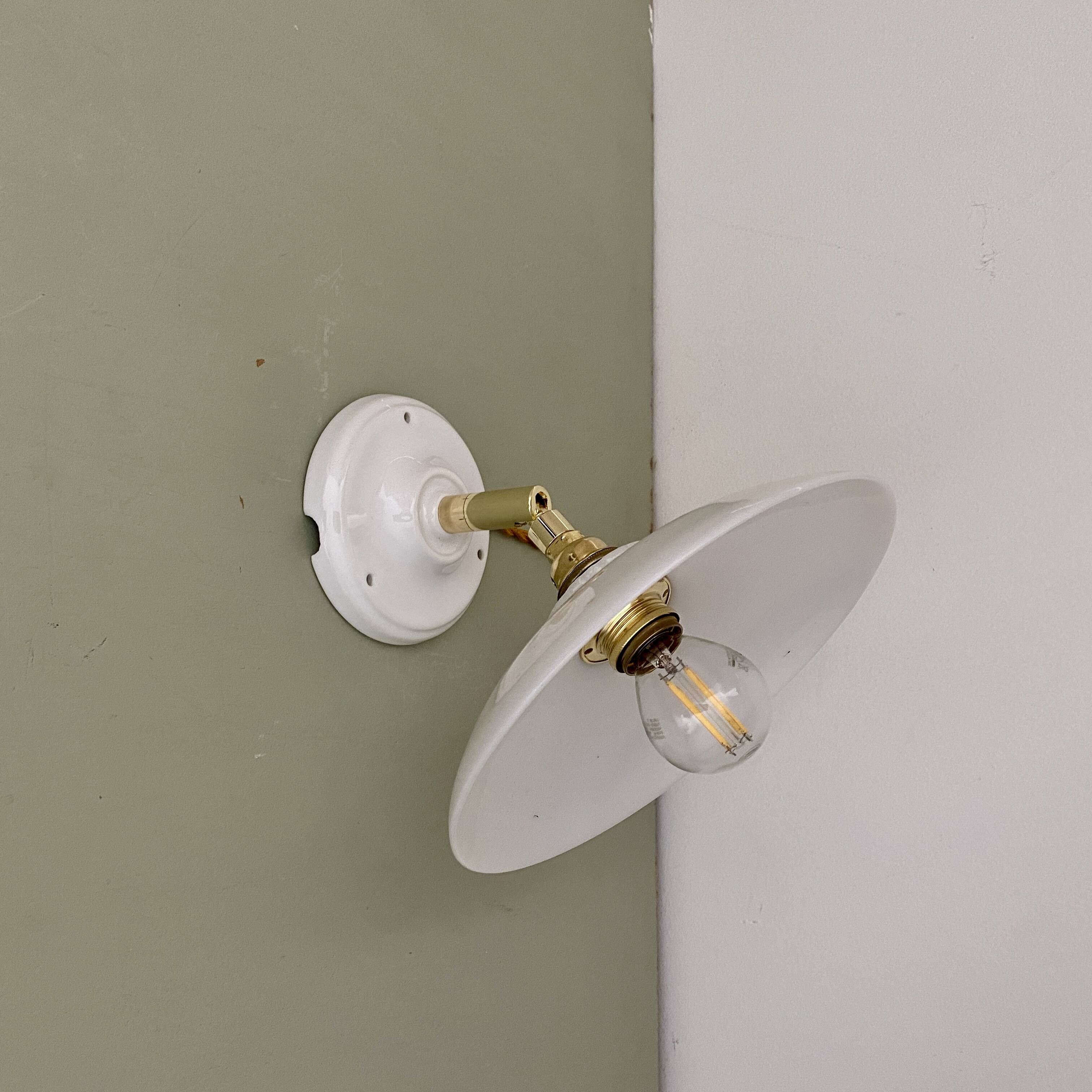 Vintage white opaline lampshade wall lamp