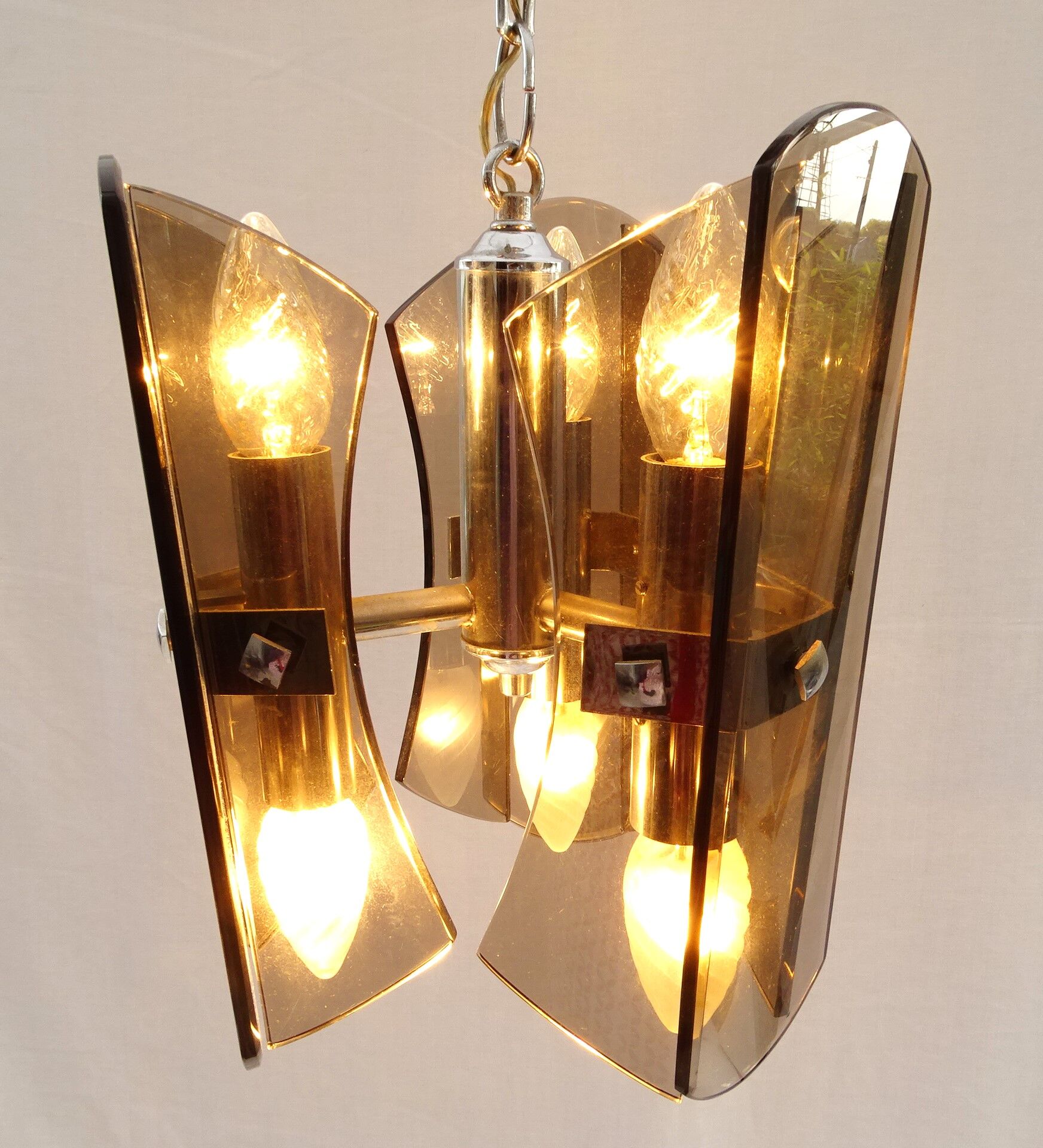 Design chandelier in smoked glass 6 lights
