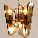 Design chandelier in smoked glass 6 lights