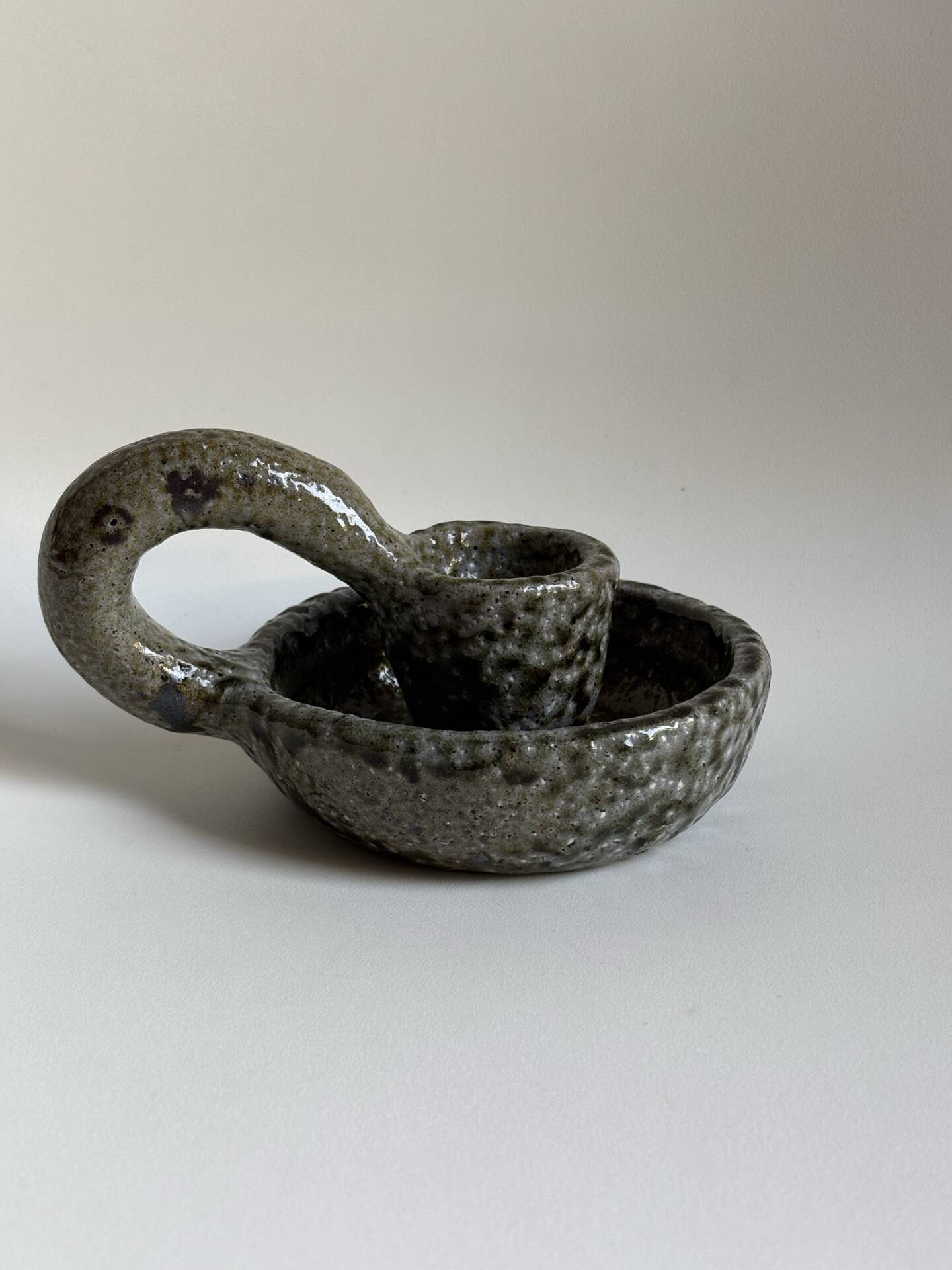 Cellar rat ceramic candlestick