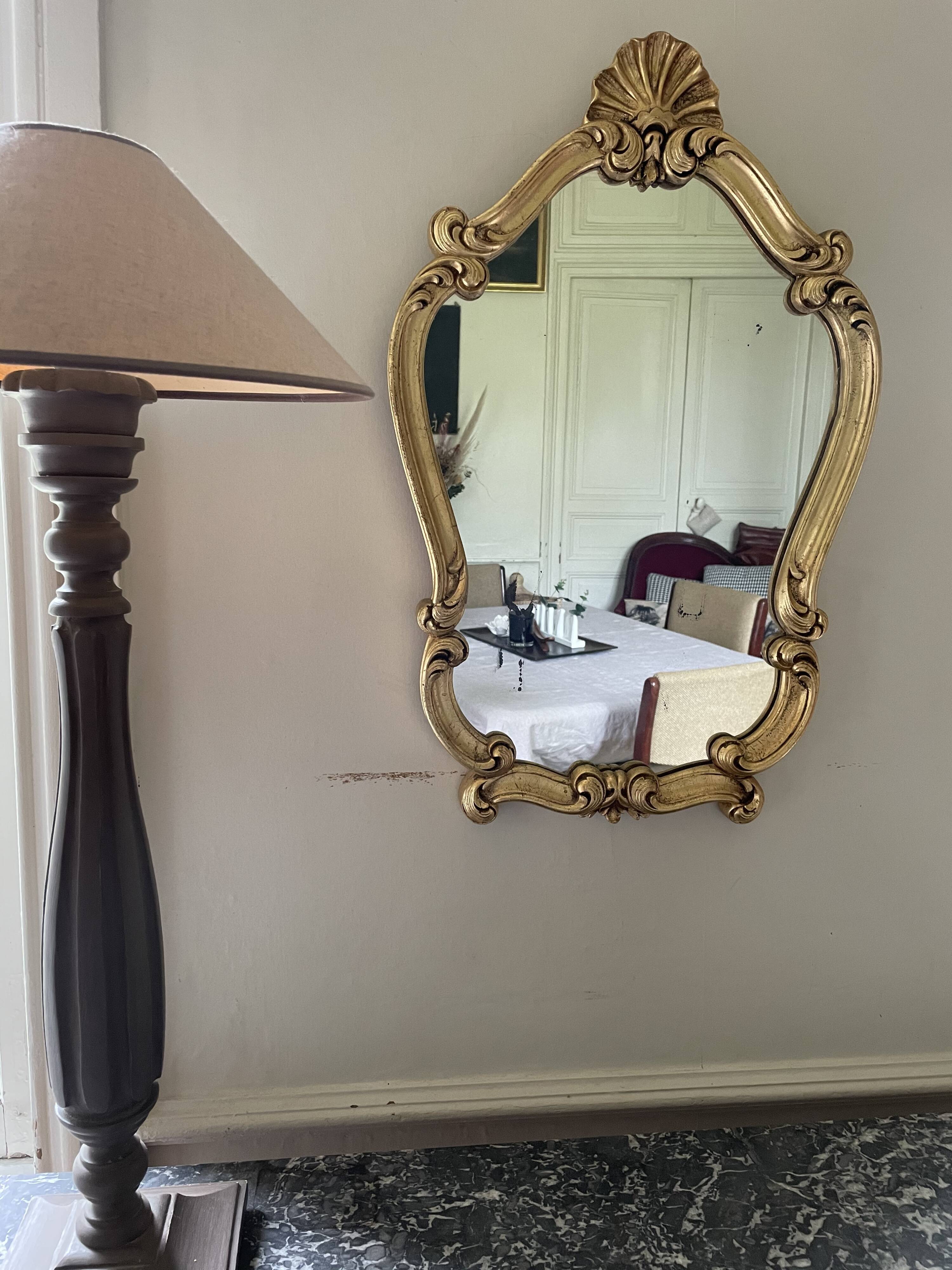 Golden resin rock mirror  42x68cm