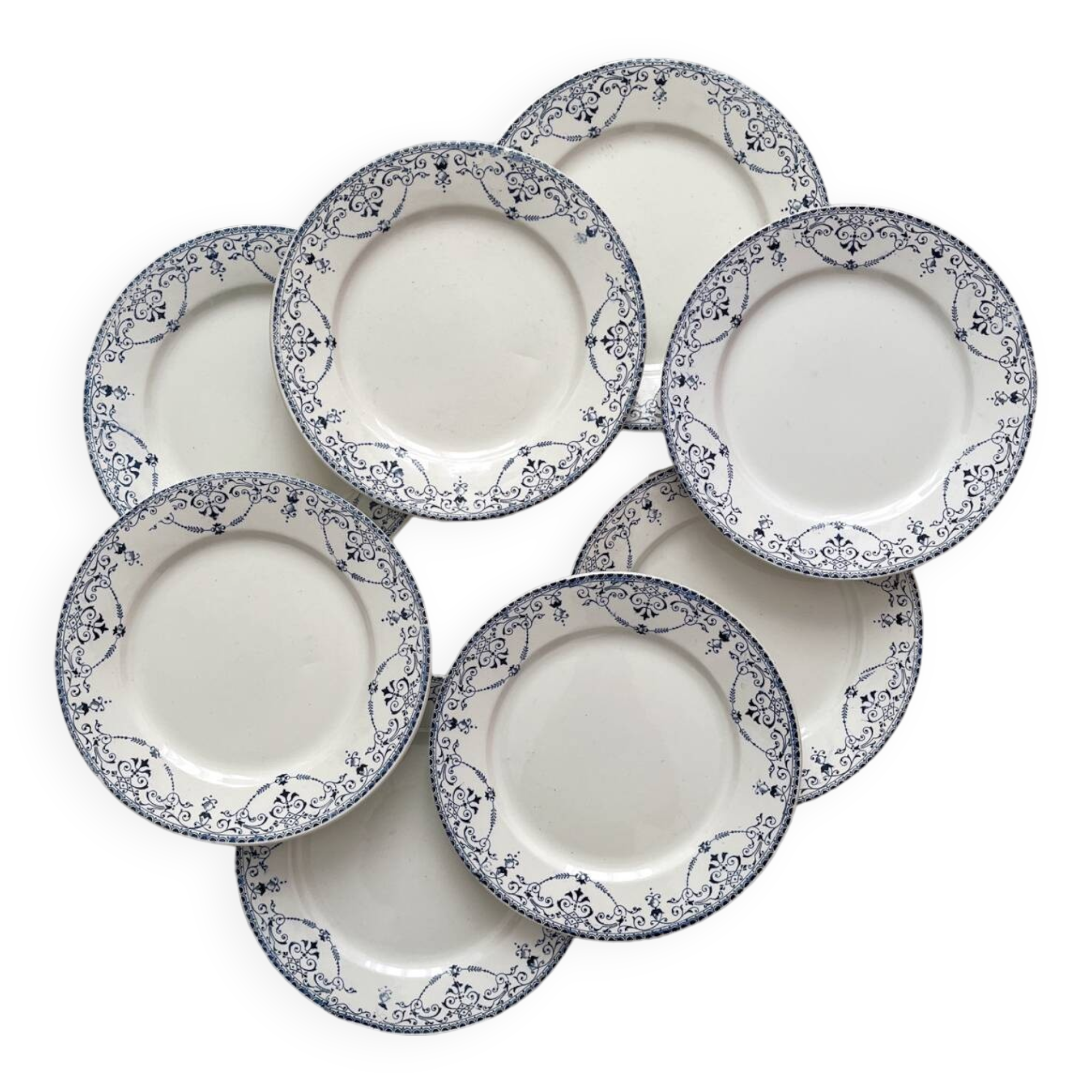 8 ironstone dinner plates “Balzac” Choisy le Roi