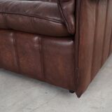 Fauteuil en cuir marron, design suisse, années 1970, fabrication : De Sede