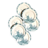 6 flat plates no. 4 Salins in iron earth, "Delft" service
