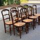 8 Louis XV solid wood straw shell chairs