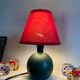 Lampe 80s en bois vert vintage