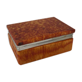 Vintage box in orange alabaster and chrome metal, Italy 1970s