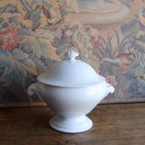 Antique white soup tureen in ironstone – Sarreguemines