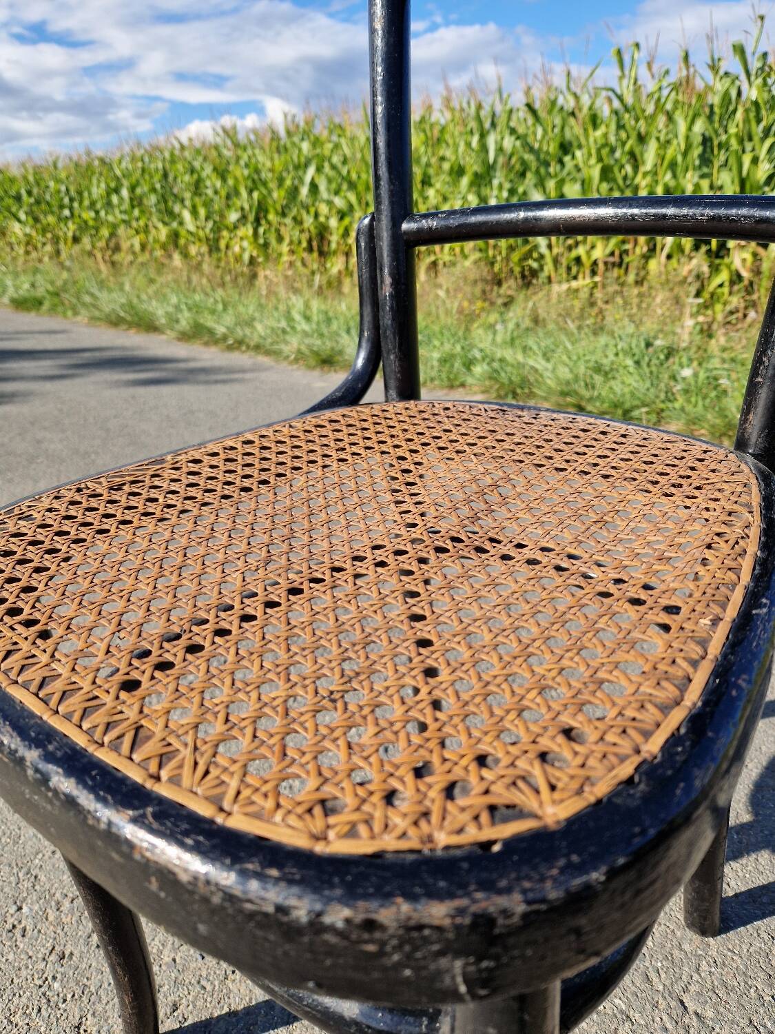 Set of 2 cane bistro chairs