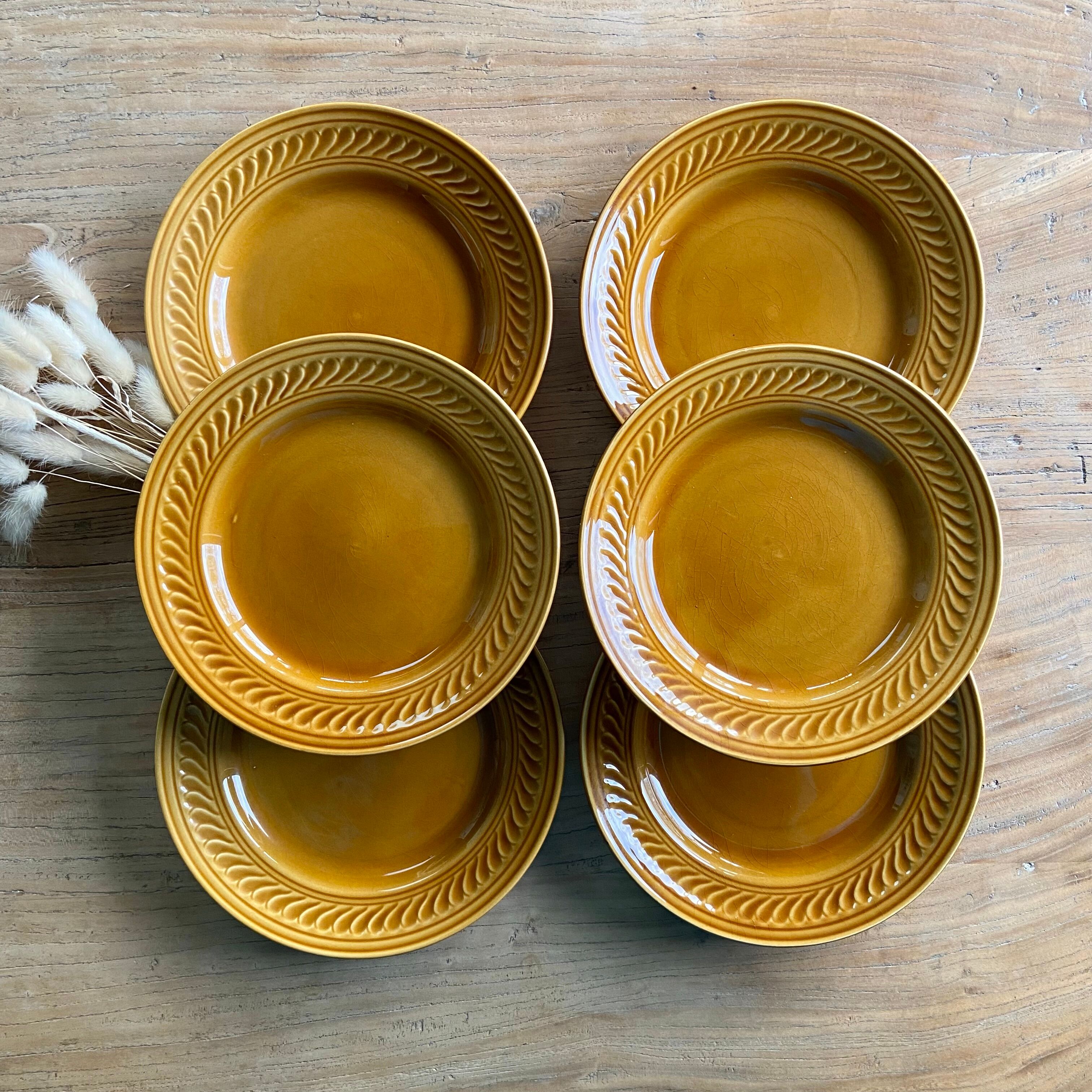 6 flat plates gien france vintage