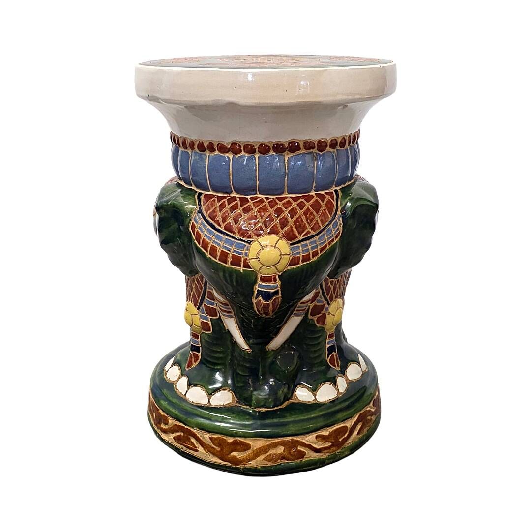 Vintage Chinese ceramic elephant plant stand – 1970s