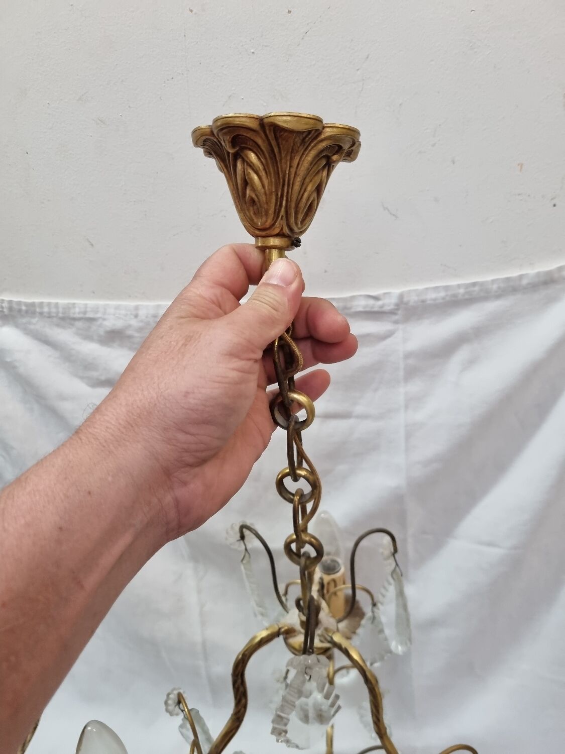 Bronze chandelier with baroque crystal tassels