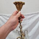 Lustre bronze à pampilles cristal baroque