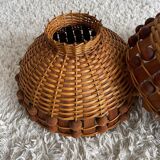 Pair of vintage wicker lampshades