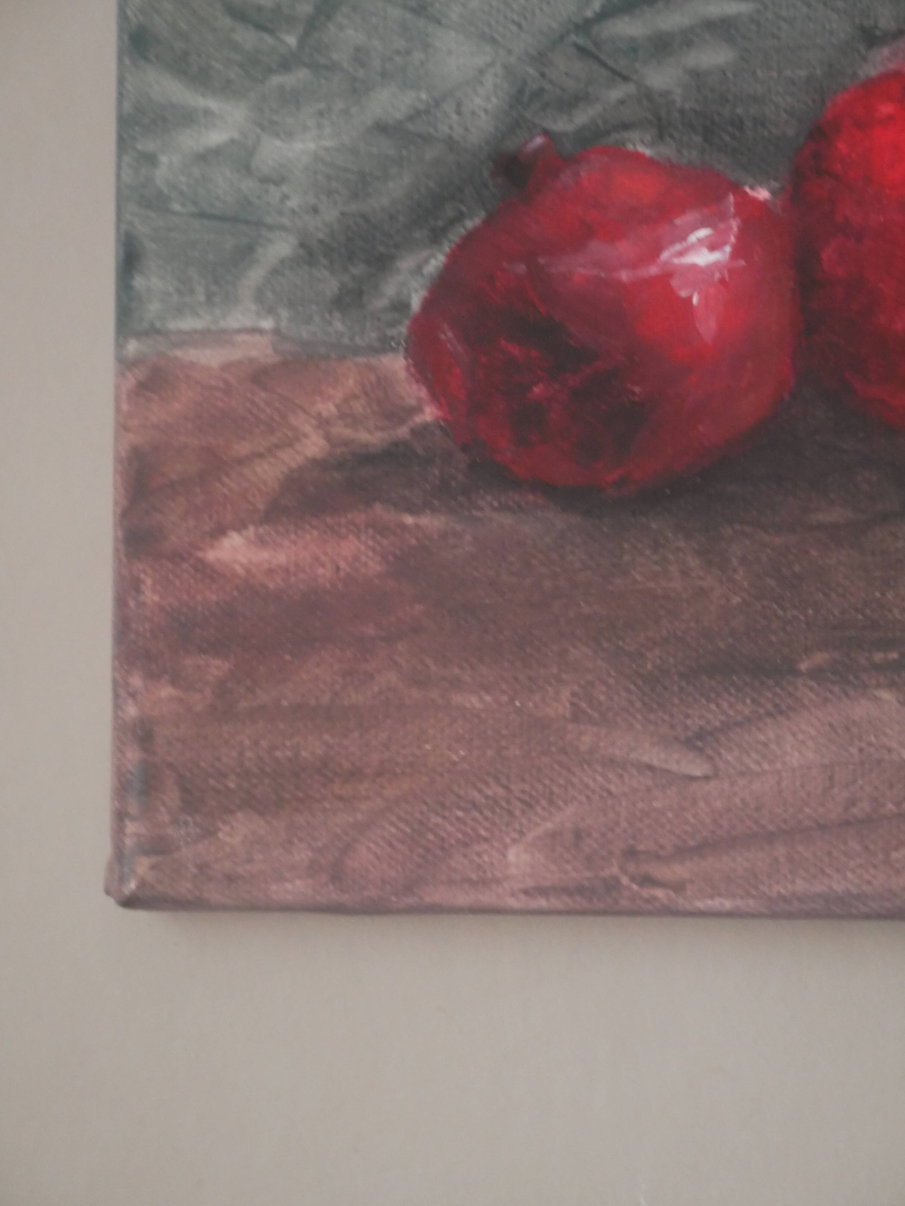 Tableau acrylique sur toile grenades nature morte décoration campagne contemporain